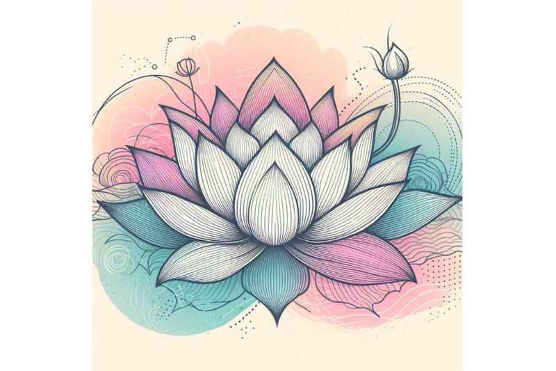 a-lotus-line-art-and-pastel-abstract-background