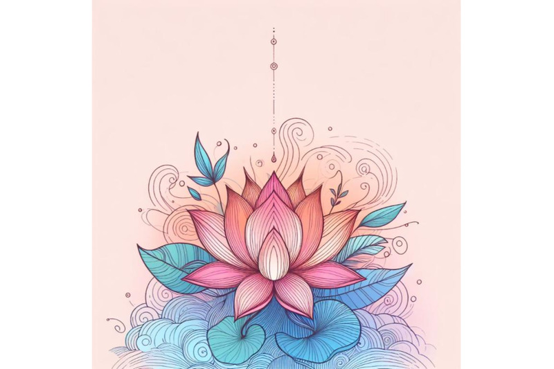 a-lotus-line-art-and-pastel-abstract-background