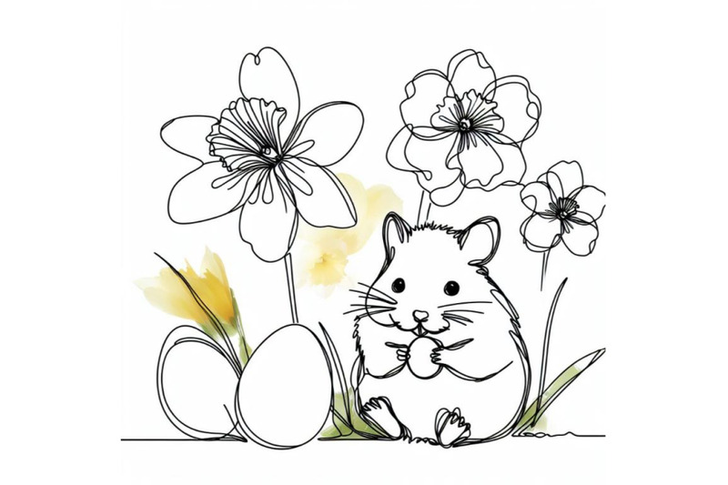 abstract-baby-hamster-eggs-blooming-narcissus-flower-continuous-one