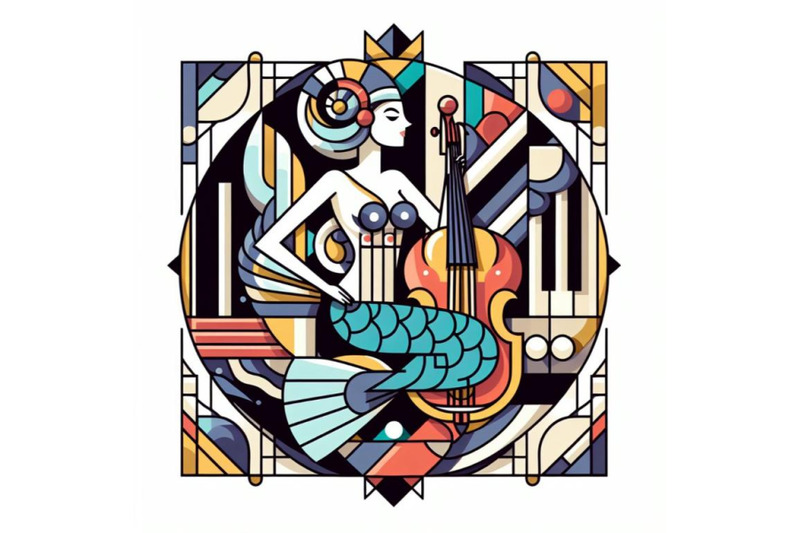 abstract-illustration-with-art-deco-geometric-shapes-a-mermaid