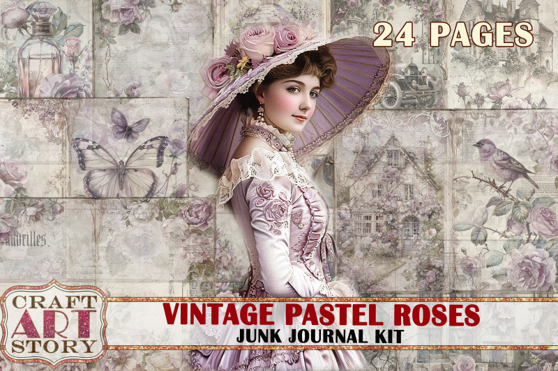 vintage-pastel-roses-junk-journal-kit-scrapbook-printables