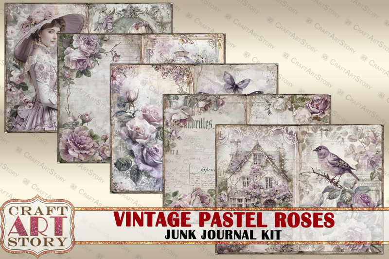 vintage-pastel-roses-junk-journal-kit-scrapbook-printables