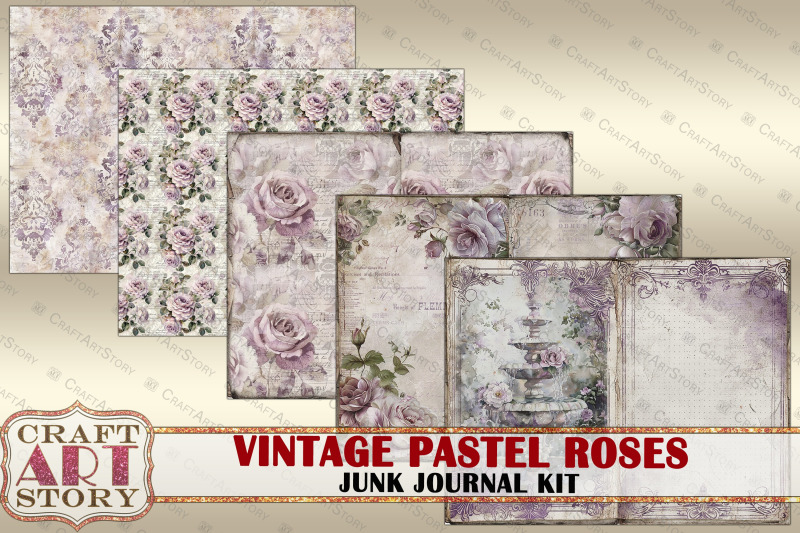 vintage-pastel-roses-junk-journal-kit-scrapbook-printables