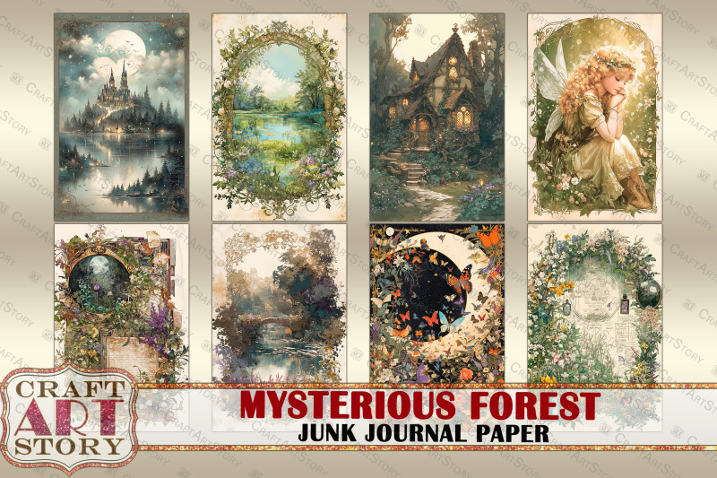 vintage-mysterious-forest-junk-journal-paper-scrapbook