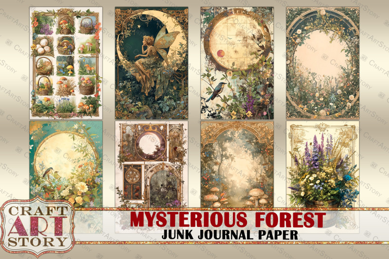 vintage-mysterious-forest-junk-journal-paper-scrapbook