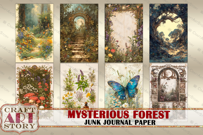 vintage-mysterious-forest-junk-journal-paper-scrapbook