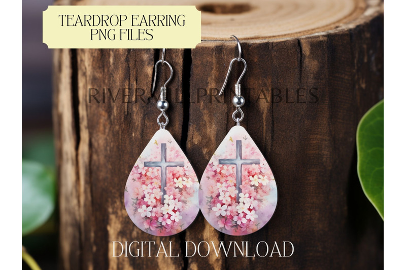 cross-with-flowers-teardrop-sublimation-earring-png