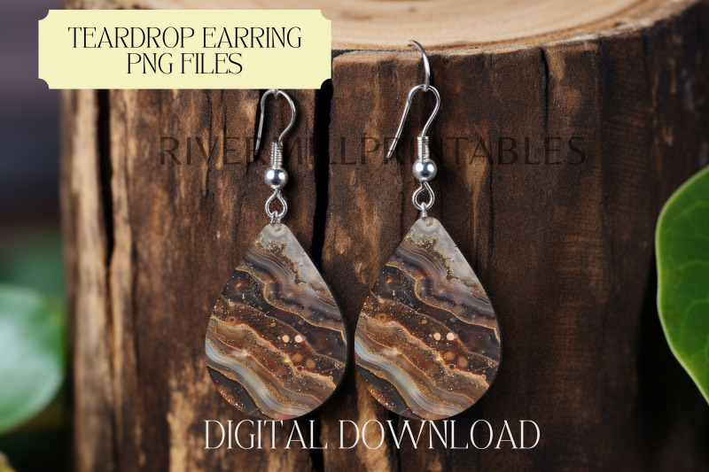 bronze-agate-teardrop-sublimation-earring-png