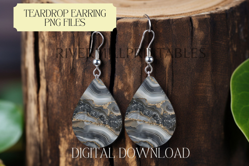 gray-teardrop-sublimation-earring-png