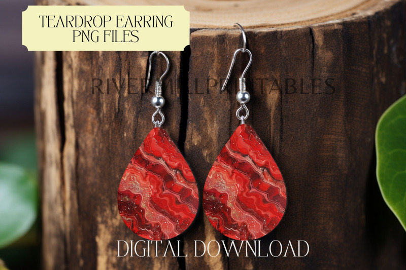 red-agate-teardrop-sublimation-earring-png