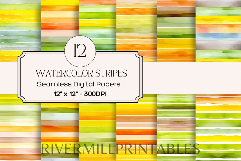 warm-fall-colors-seamless-watercolor-stripes-digital-paper-pack