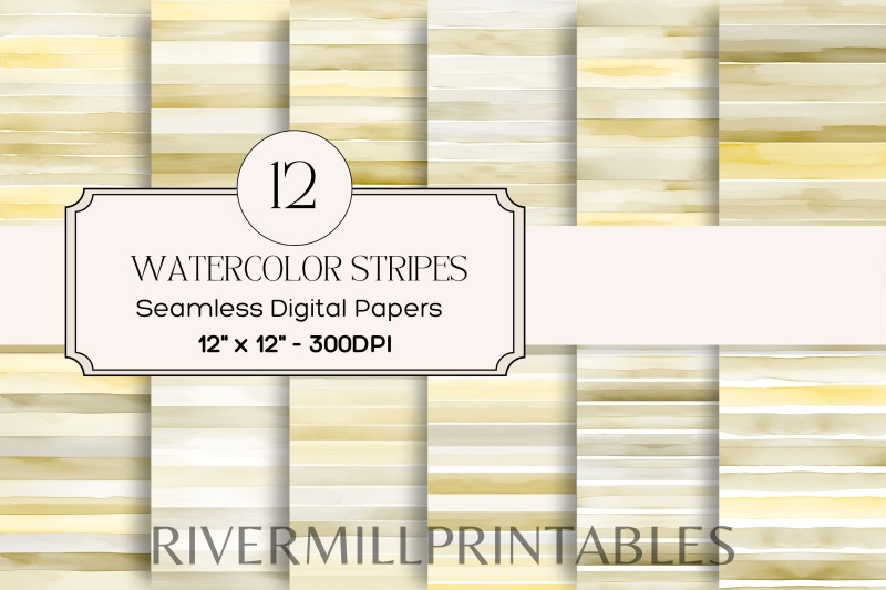 beige-seamless-watercolor-stripes-digital-paper-pack