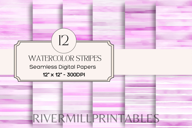 violet-seamless-watercolor-stripes-digital-paper-pack