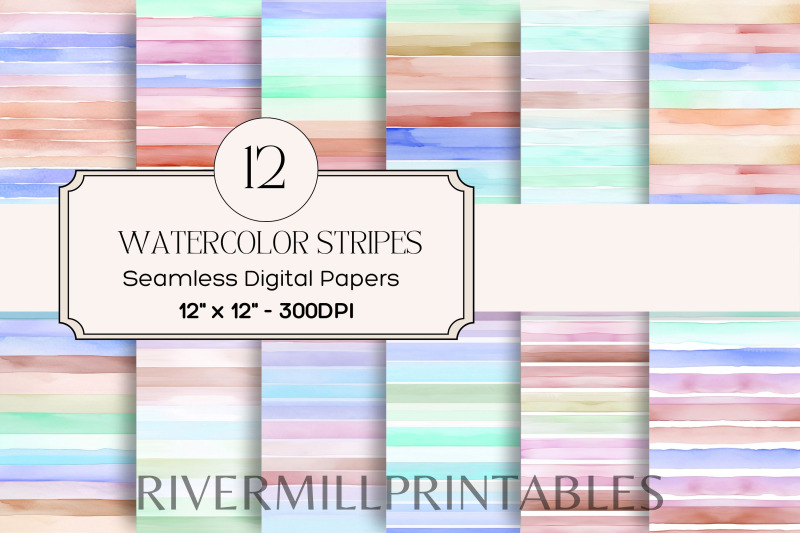 seamless-watercolor-stripes-digital-paper-pack