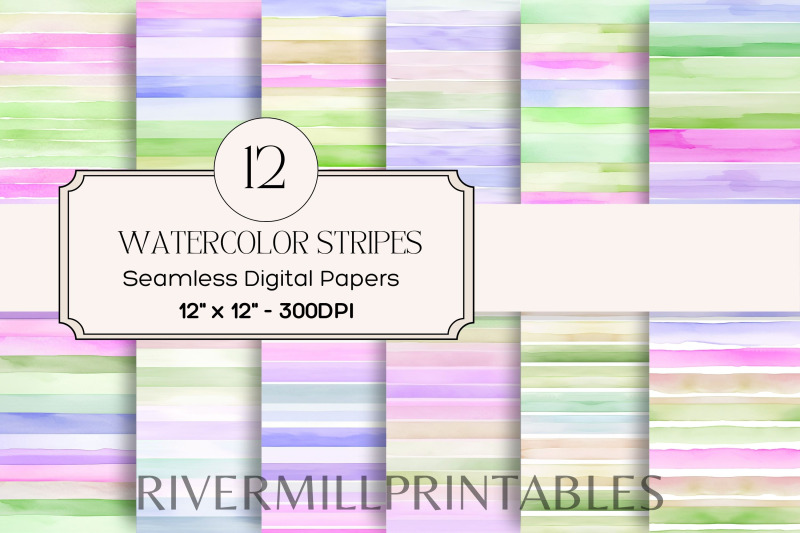 seamless-watercolor-stripes-digital-paper-pack