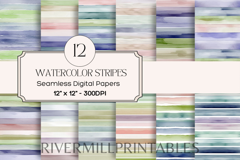 seamless-watercolor-stripes-digital-paper-pack