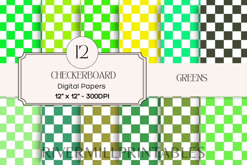 green-checkerboard-background-digital-paper-pack