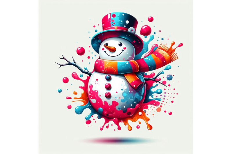 abstract-splash-art-poster-of-snowman-on-white-background