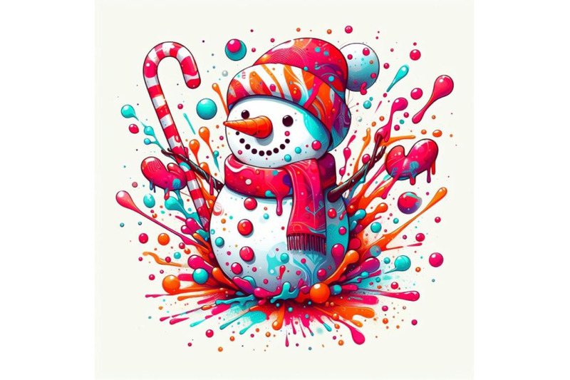 abstract-splash-art-poster-of-snowman-on-white-background