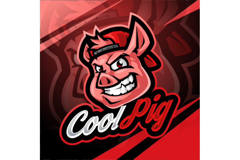 cool-pig-head-esport-mascot-logo-design