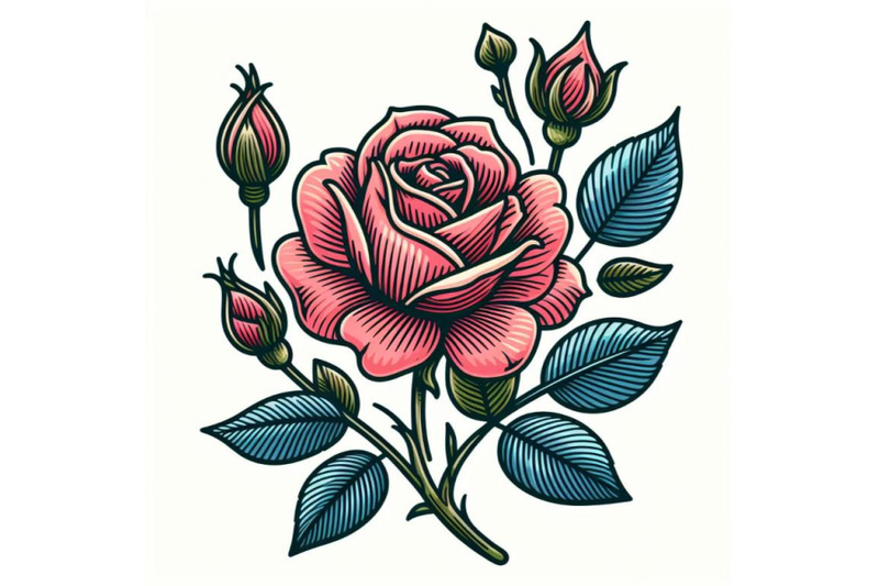 contour-engraving-bud-colorful-line-art-decoration-of-rose-flower-wit