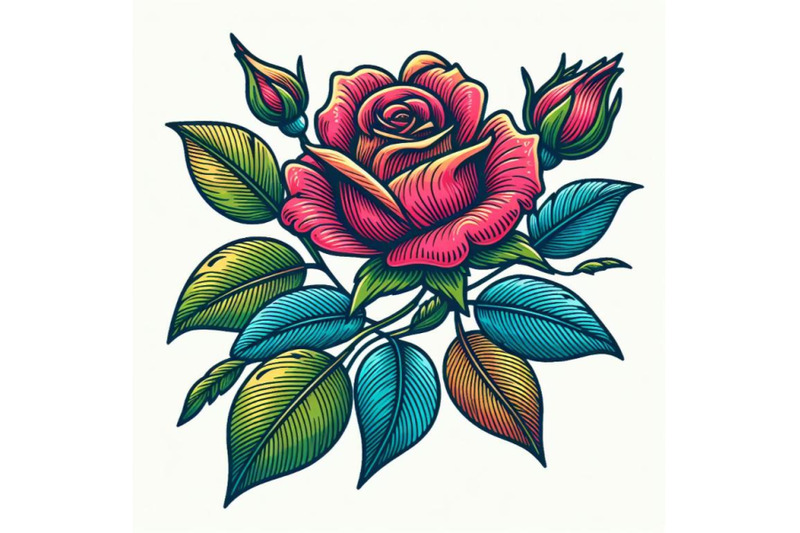 contour-engraving-bud-colorful-line-art-decoration-of-rose-flower-wit