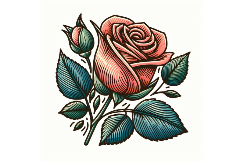 contour-engraving-bud-colorful-line-art-decoration-of-rose-flower-wit