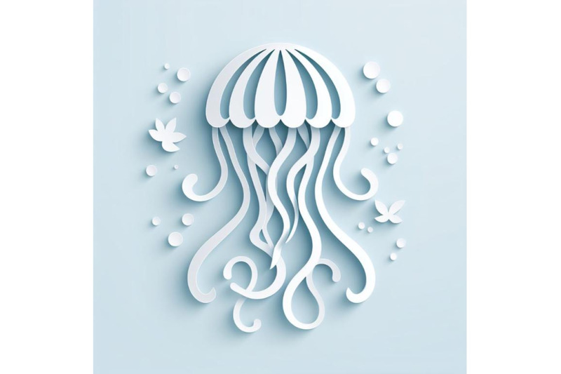 12-paper-cut-jellyfish-icon-isolset