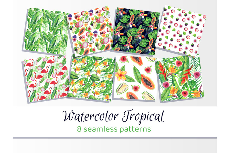 watercolor-clipart-tropical-summer-hawaii-digital-paper-palm-leaf-seam
