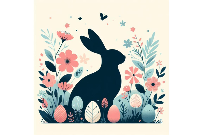12-easter-bunny-silhouette-with-flow-set