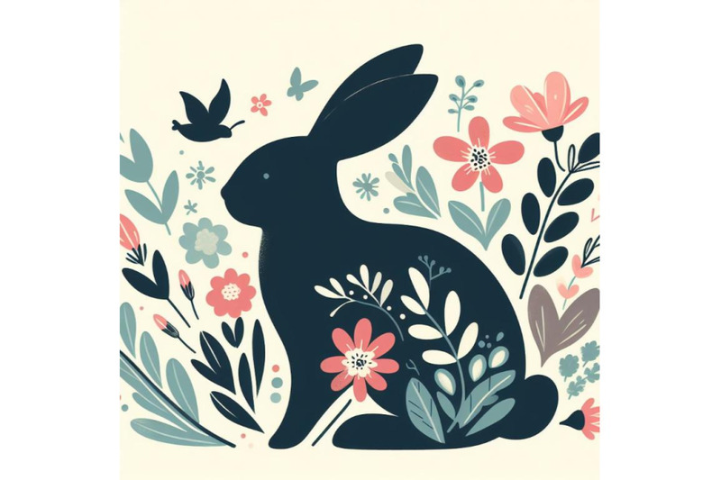 12-easter-bunny-silhouette-with-flow-set