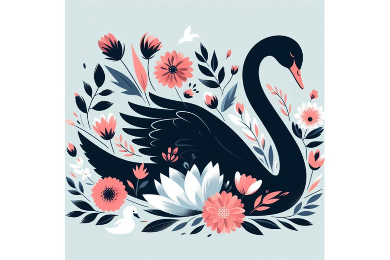 12-beautiful-swan-silhouette-with-fl-set