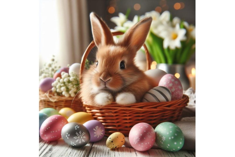 12-easter-bunny-with-decorated-eggs-set