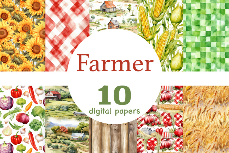 farmer-digital-paper-checkered-pattern