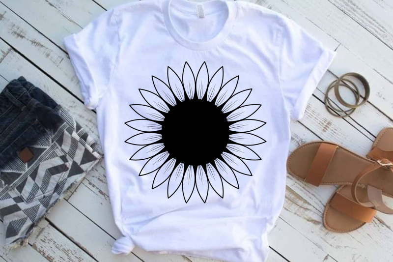sunflower-svg-black-white-sunflower-vector