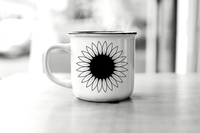 sunflower-svg-black-white-sunflower-vector