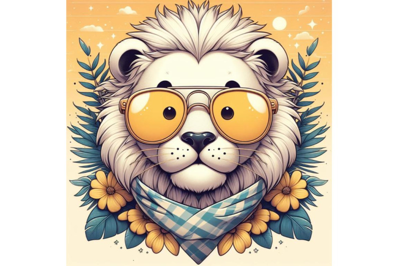 12-digital-art-of-a-cute-white-lion-set