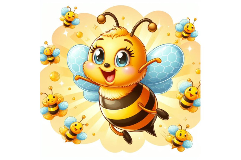 12-illustration-of-honey-bee-flying-set