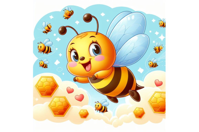 12-illustration-of-honey-bee-flying-set