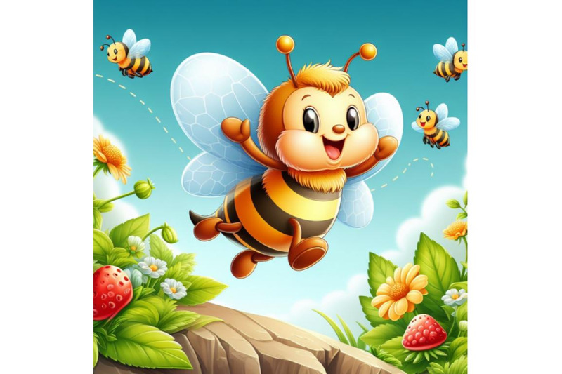 12-illustration-of-honey-bee-flying-set