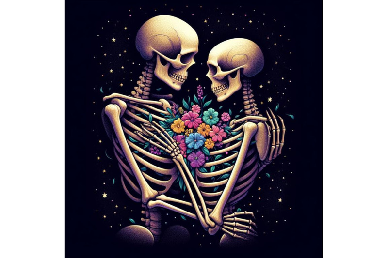 12-illustration-of-couple-skulleton-set