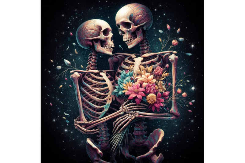 12-illustration-of-couple-skulleton-set