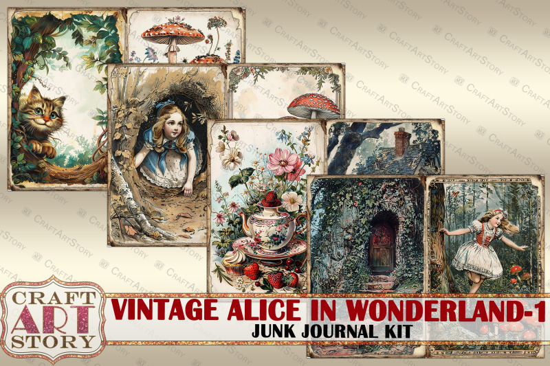 vintage-alice-wonderland-junk-journal-pages-scrapbook
