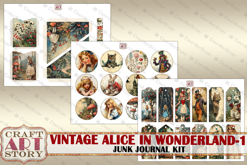 vintage-alice-wonderland-junk-journal-pages-scrapbook