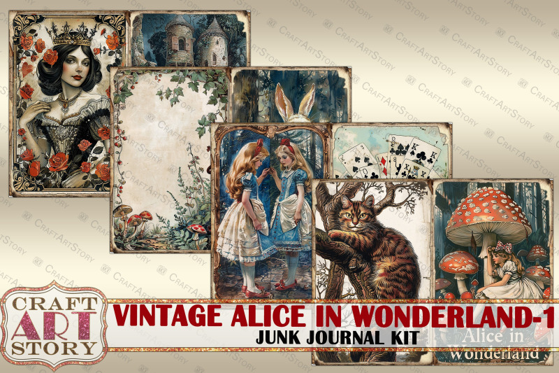 vintage-alice-wonderland-junk-journal-pages-scrapbook