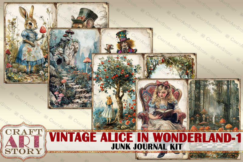vintage-alice-wonderland-junk-journal-pages-scrapbook