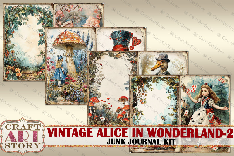 vintage-alice-wonderland-2-junk-journal-pages-scrapbook
