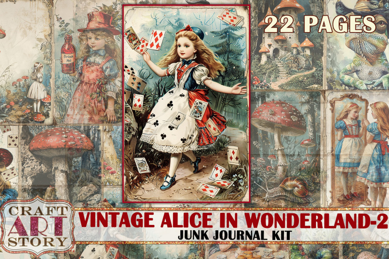 vintage-alice-wonderland-2-junk-journal-pages-scrapbook