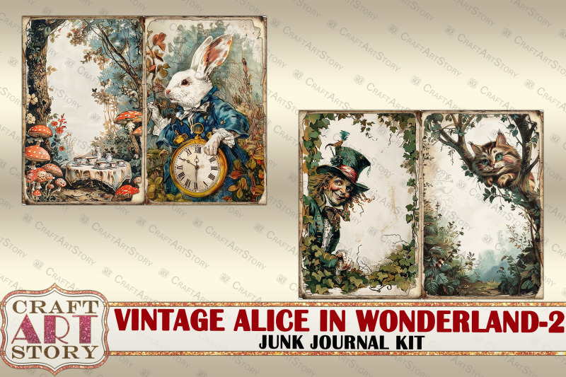 vintage-alice-wonderland-2-junk-journal-pages-scrapbook