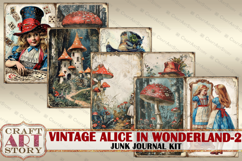 vintage-alice-wonderland-2-junk-journal-pages-scrapbook